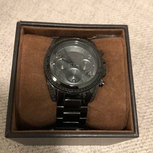 Michael Kors Black Steel Chrono Crystal Glitz